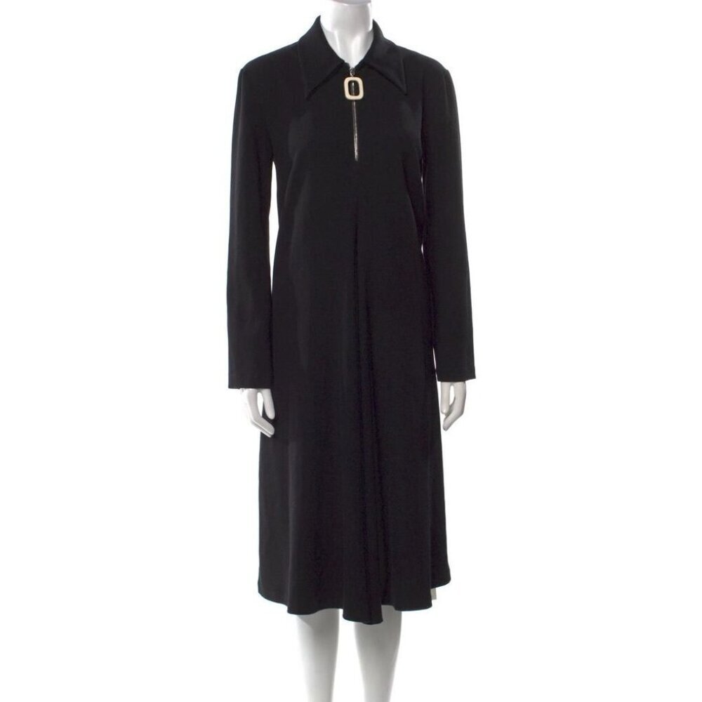 J.W. Anderson Fluid Midi Long Sleeve Zip Dress – Black (Size 6)